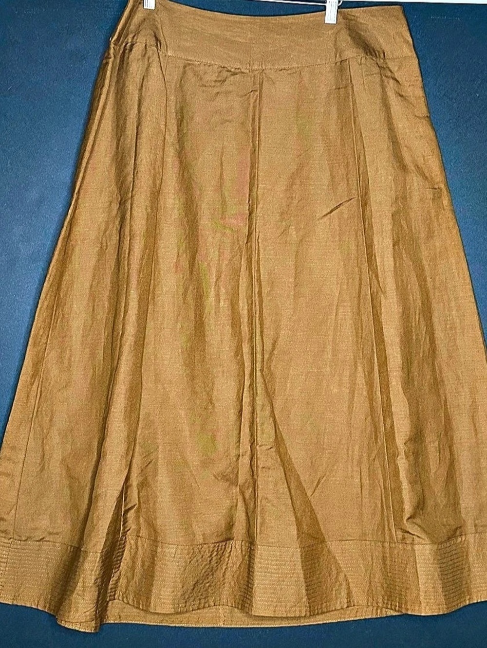 Ashley Stewart RBR Trapunto Ski Linen Blend Maxi Skirt Brown Size 14W NWT